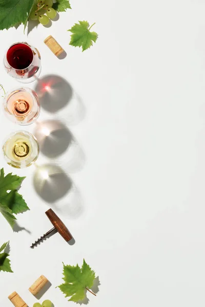 Wine Composition White Background Wine Bar Winery Wine Degustation Concept — Stock Photo, Image