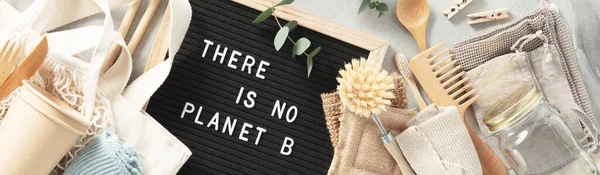 Planet Letter Board Plastic Free Set Cotton Bags Glass Jars — Stockfoto