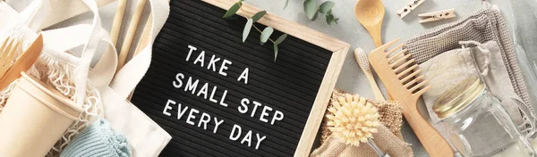 Take Small Step Every Day Letter Board Plastic Free Set — Stock Photo, Image