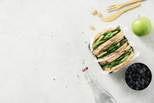 Sandwich Santé Plat Couché Avec Espace Pour Votre Texte Vegan — Photo