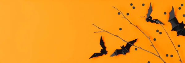 Halloween Bakgrund Med Dekorationer Och Utrymme För Text Banner — Stockfoto