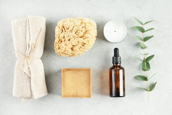 Sustainable Lifestyle Concept Top View Photo Natural Hand Made Soap — Stock Photo, Image