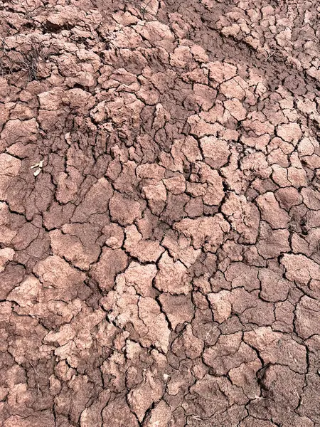 形およびパターンを作る亀裂が付いている乾燥した土か砂の閉鎖 ストック写真