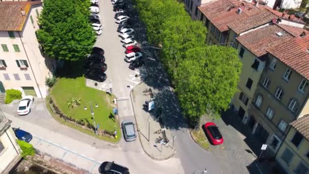 Luftaufnahme Der Stadt Lucca Frühling Toskana Italien — Stockvideo