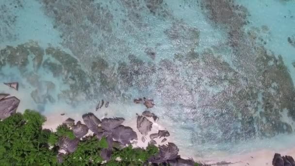 Pohled Dolů Trubce Digue Anse Source Argent Beach Seychely — Stock video