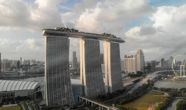 Singapore Styczeń 3Rd 2020 Drone Widok Marina Bay Piaski Panoramę — Zdjęcie stockowe