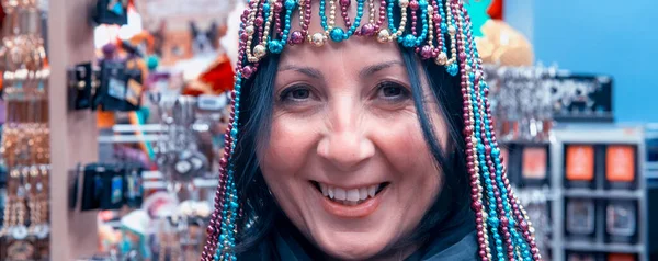 Gelukkige Vrouw New Orleans Voor Mardi Gras Carnaval Evenement — Stockfoto