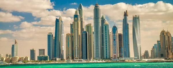 Dubai Sae Prosince 2016 Panoramatický Obrys Dubajského Přístavu Palm Jumeirah — Stock fotografie