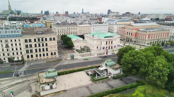 Vienna Austria Pusat Kota Wina Dari Drone Pada Sore Musim — Stok Video