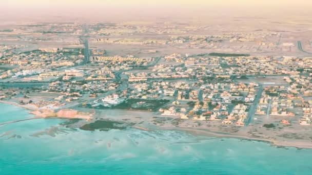 Buitenwijken Van Doha Gezien Vanuit Het Vliegtuig Qatar — Stockvideo