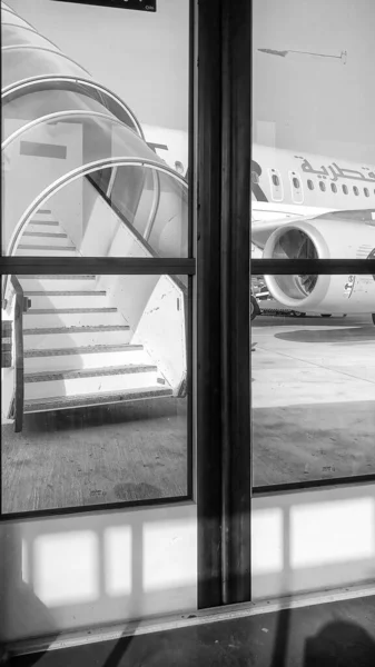 Doha Qatar August 2018 Aircraft Ready Embark People Doha Airport — Stock Photo, Image