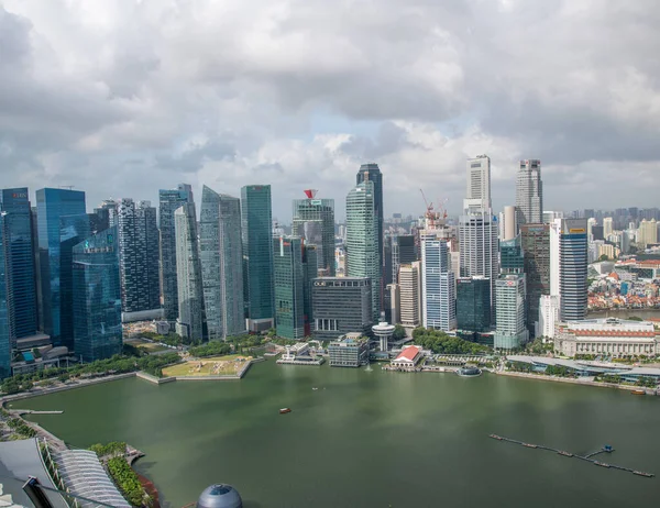 新加坡 2020年1月2日 市中心摩天大楼的空中天际线 — 图库照片