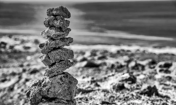 Крупним Планом Знімок Галькової Вежі Пляжі — стокове фото