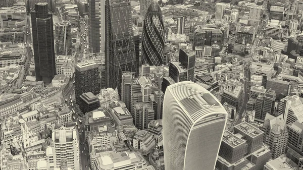 Aerial View London Business District Flying Helicopter — Stock Photo, Image