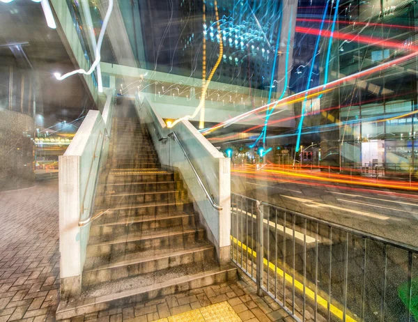 香港的街灯在晚上 都市摘要 — 图库照片
