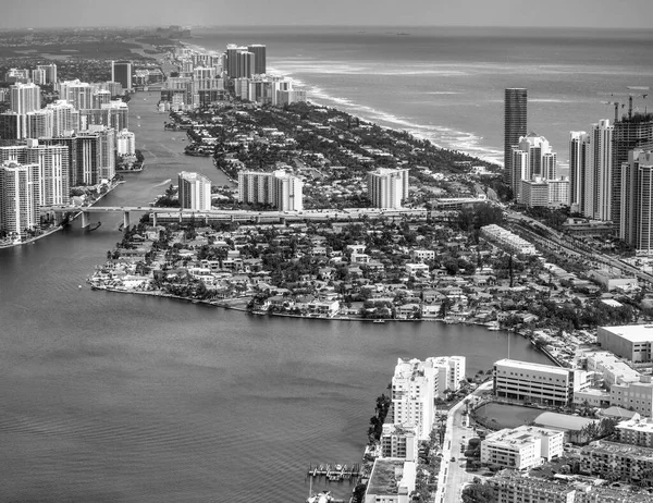 Вид Воздуха Здания Каналы Майами Бич Пасмурный День Флорида — стоковое фото
