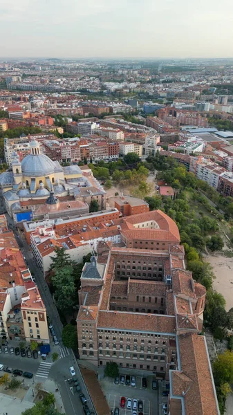 Madrid Spanje Luchtfoto Van Het Stadscentrum Gebouwen Belangrijkste Bezienswaardigheden Een — Stockfoto