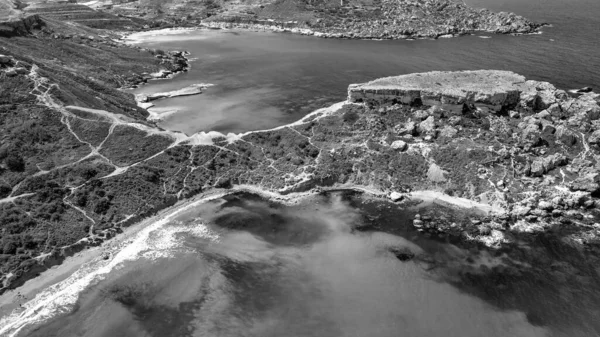 Luchtfoto Van Paradise Bay Vanaf Drone Malta — Stockfoto