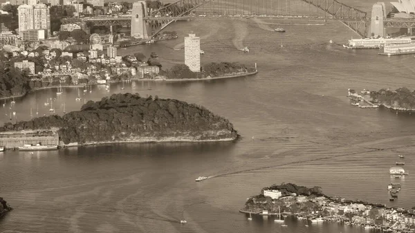 Sydney Avustralya Uçan Bir Uçaktan Şehir Limanı Manzarası — Stok fotoğraf