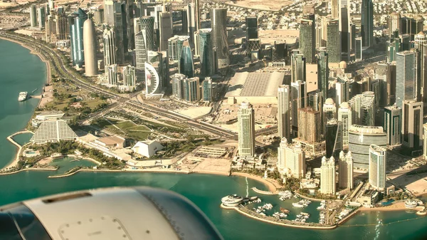 Doha Qatar Desember 2016 Pandangan Udara Dari Langit Kota Dari — Stok Foto