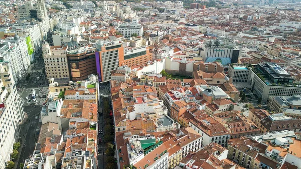 西班牙马德里 2022年10月29日 市中心的空中景观 晴天的建筑物及主要地标 — 图库照片