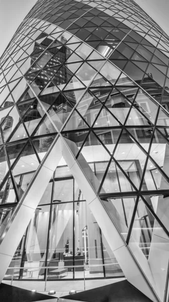 London June 2015 Modern Glass Buildings Swiss Gherkin Tower 180 — Stock Photo, Image