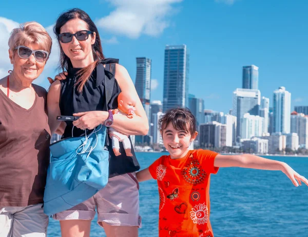 Three Generations Women Holiday Young Girl Traveling Mother Grandmother — 스톡 사진