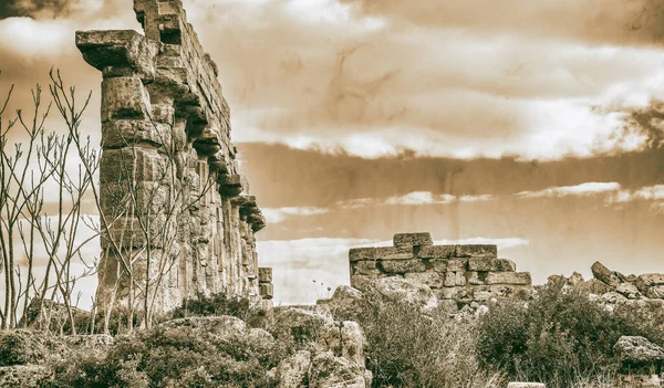 Ruínas Selinunte Sítio Arqueológico Antiga Cidade Grega Sicília Itália — Fotografia de Stock