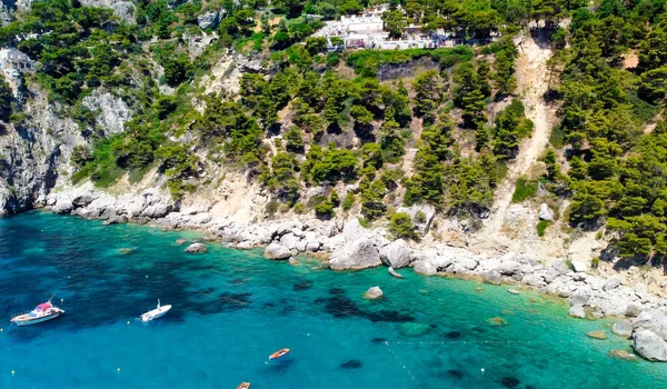 Prachtige Kustlijn Marina Piccola Capri Luchtfoto Van Drone — Stockfoto