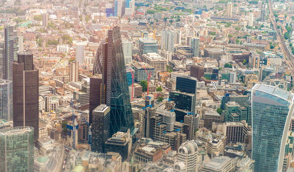 London skyline as seen from helicopter.
