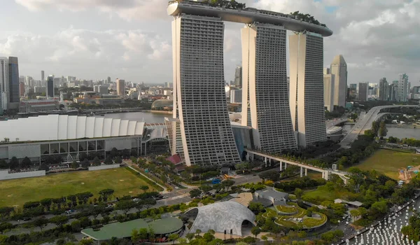 Singapur Januar 2020 Drohnenaussichtspunkt Auf Marina Bay Sands Und Skyline — Stockfoto