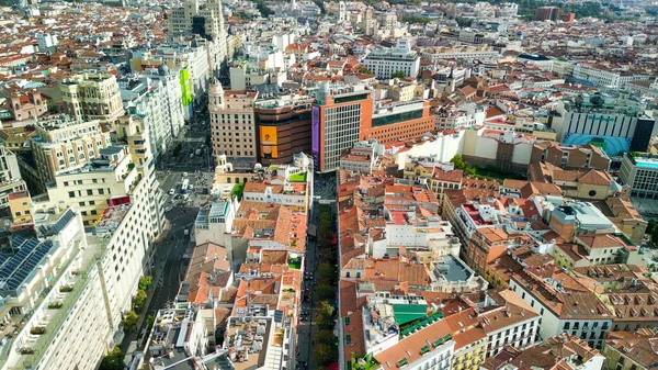 Madrid Spain October 2022 Aerial View City Center Buildings Main — Stock Photo, Image