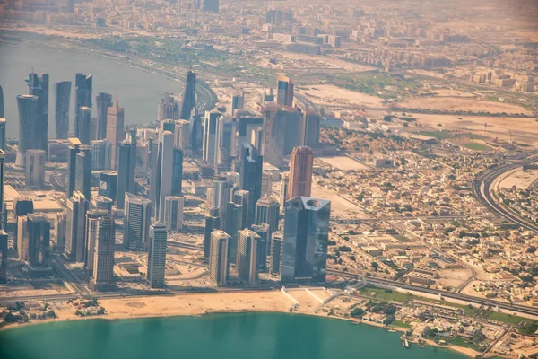 Doha Qatar September 2018 Luchtfoto Van Skyline Van Stad Vanuit — Stockfoto