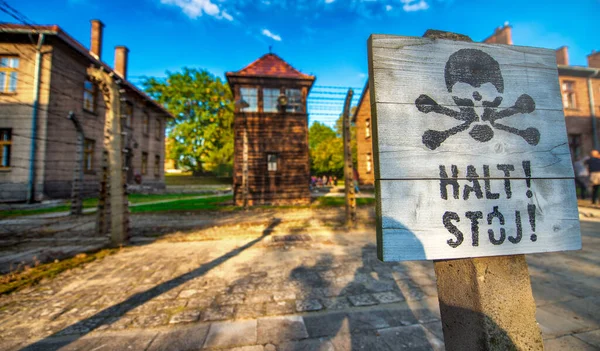 Concentratiekamp Auschwitz Birkenau Bezet Polen Tijdens Tweede Wereldoorlog Holocaust Halt — Stockfoto