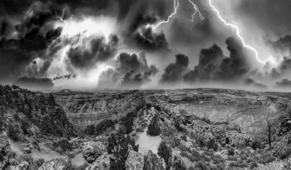 Panoramisch Uitzicht Grand Canyon South Rim Tijdens Een Storm — Stockfoto