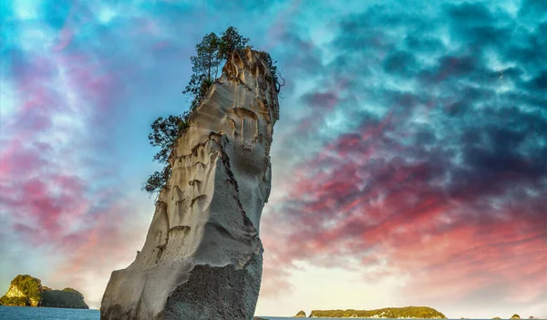 Cathedral Cove Famosa Roca Atardecer Coromandel Nueva Zelanda —  Fotos de Stock
