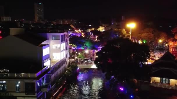 マレーシアのドローンからのマラッカの夜景 — ストック動画