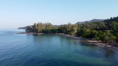 Khao Lak coastline, aerial view on a sunny morning, Thailand.