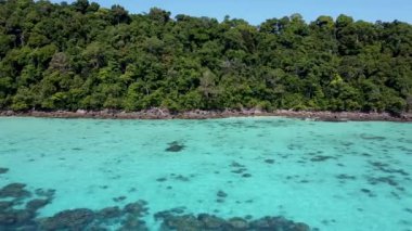 Surin Islands, Thailand. Aerial view of lagoon and forest.