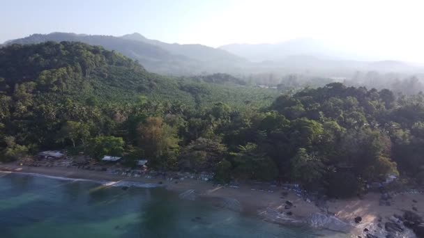 Khao Lak Coastline Aerial View Sunny Morning Thailand — Stok video