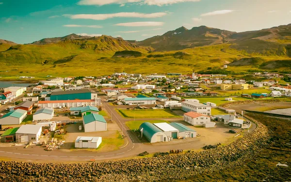 Flygfoto Över Vackra Grundar Fjord Sommarsäsongen Island — Stockfoto