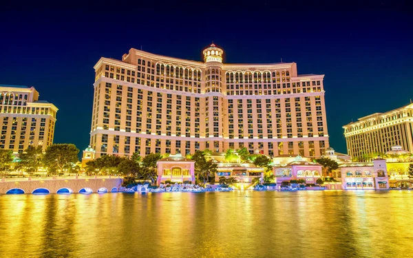 Las Vegas Junio 2018 Vista Nocturna Del Hotel Lago Bellagio — Foto de Stock