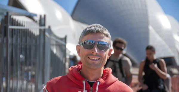 Portrait Homme Caucasien Heureux Visite Sydney Australie — Photo