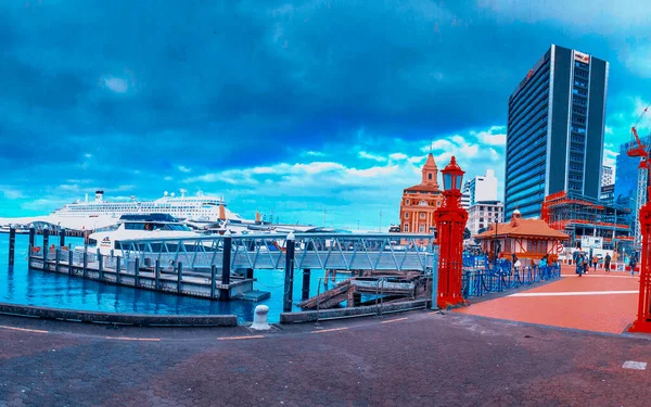 新西兰奥克兰 2018年8月26日 奥克兰港口区全景360度视图 — 图库照片