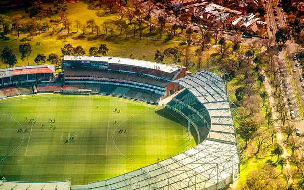 Aerial View Australian Football Stadium Helicopter — Stockfoto