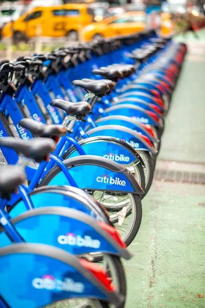 Nueva York Noviembre 2018 Estación Alquiler Bicicletas Citi Manhattan Con — Foto de Stock
