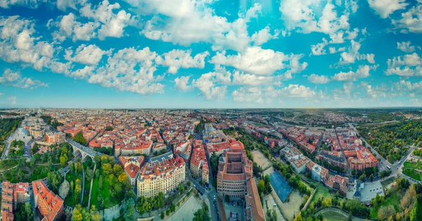 Мадрид Испания Удивительный Панорамный Вид Воздуха Центр Города Район Королевского — стоковое фото