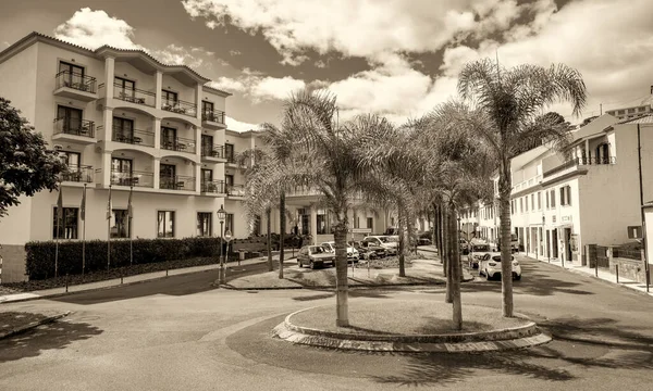 Santa Cruz Madeira Září 2022 Náměstí Parkovištěm Výhled Ulice Sao — Stock fotografie