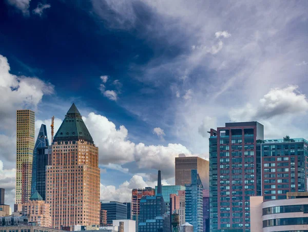 Zonsondergang Boven Manhattan Wolkenkrabbers New York City — Stockfoto