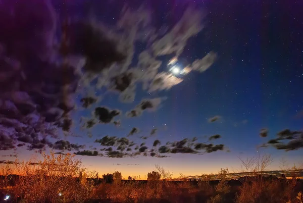 Outback Australien Nuit Avec Lune Étoiles — Photo
